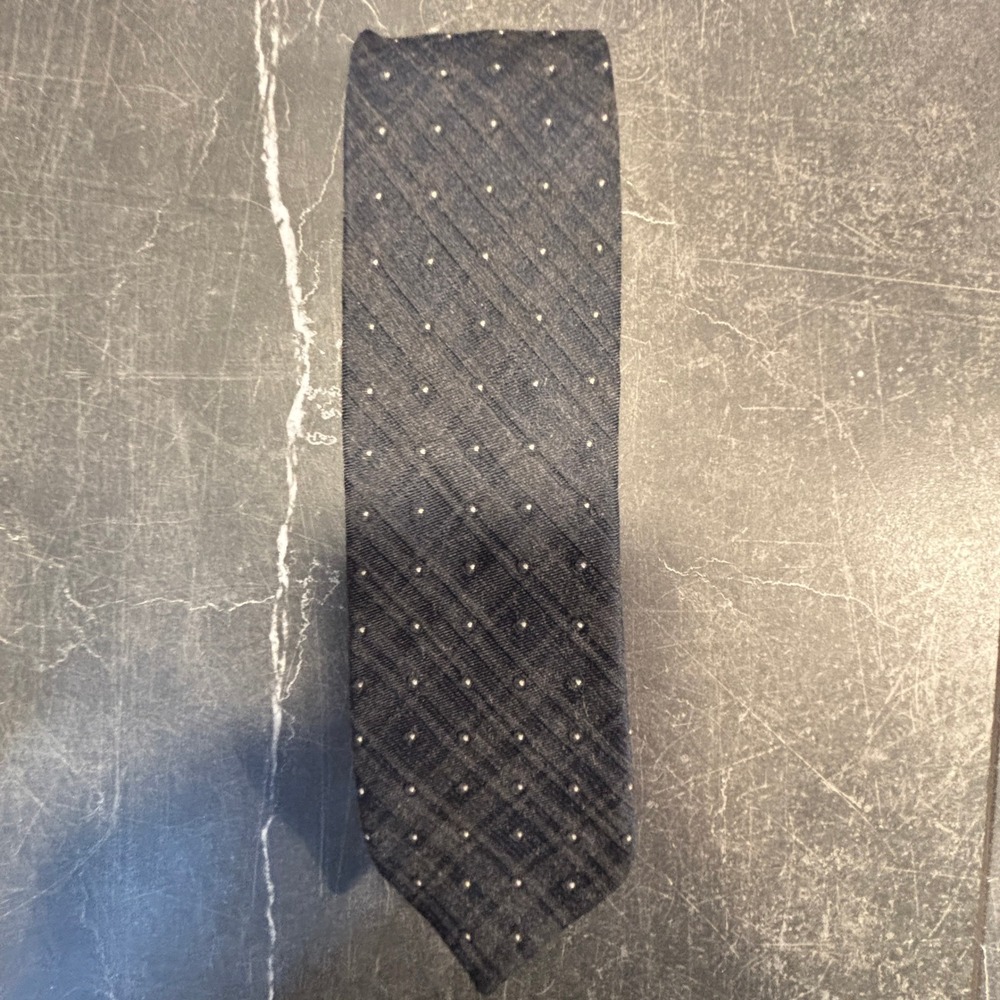Mens Tie | Calvin Klein | Slim Blue Textured Micro Dot Silk Blend